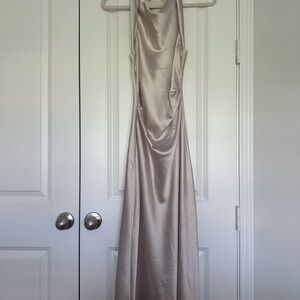 Zara Formal Satin Dress in Champagne